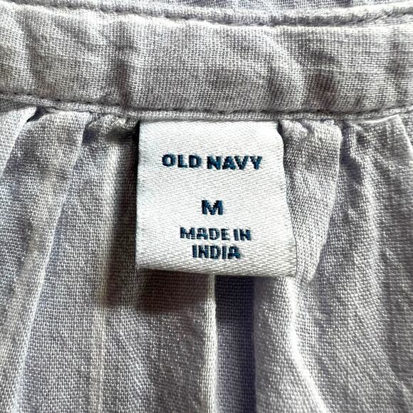 Old Navy Womens Blouse Top Shirt Long Sleeve V Neck Pullover Blue White Stripe M - Picture 8 of 9